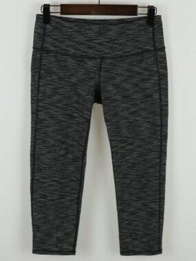 Athleta Energy Chaturanga Women's Small Black Gray Space Dye Crop Leggings